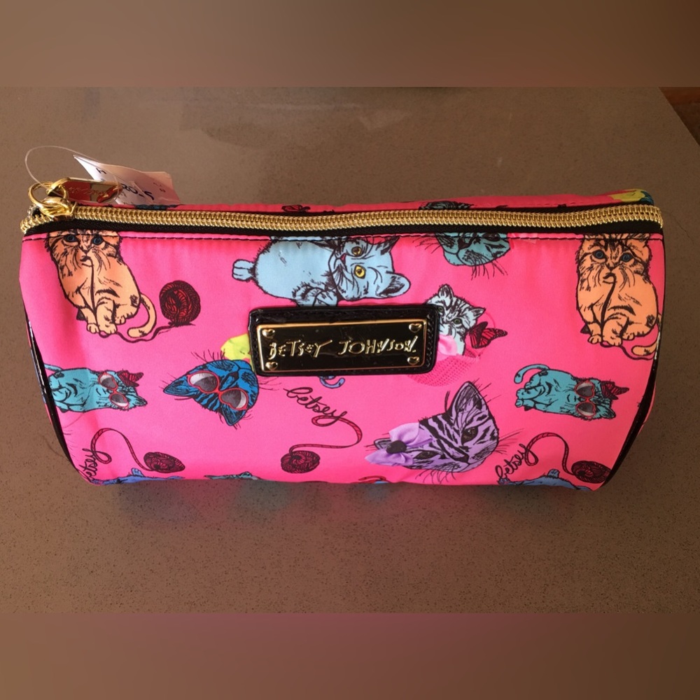 Betsey Johnson Cat Zip-up Cosmetic Bag